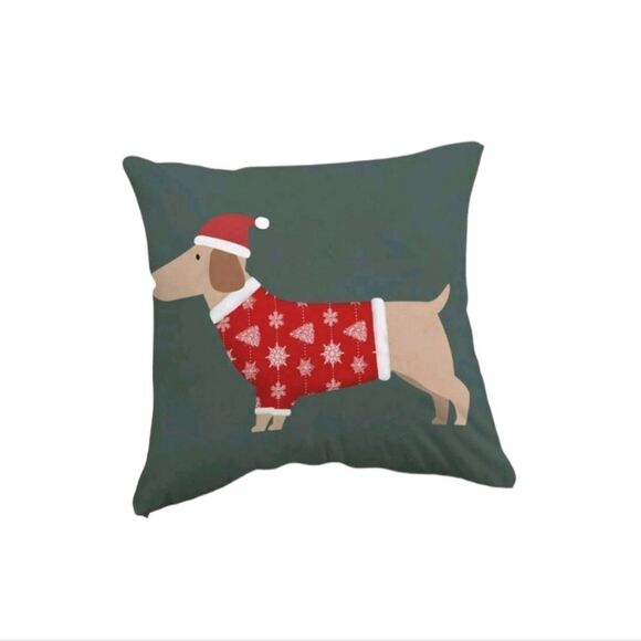 Dachshund Christmas Pillow Cover - Picture 1 of 5